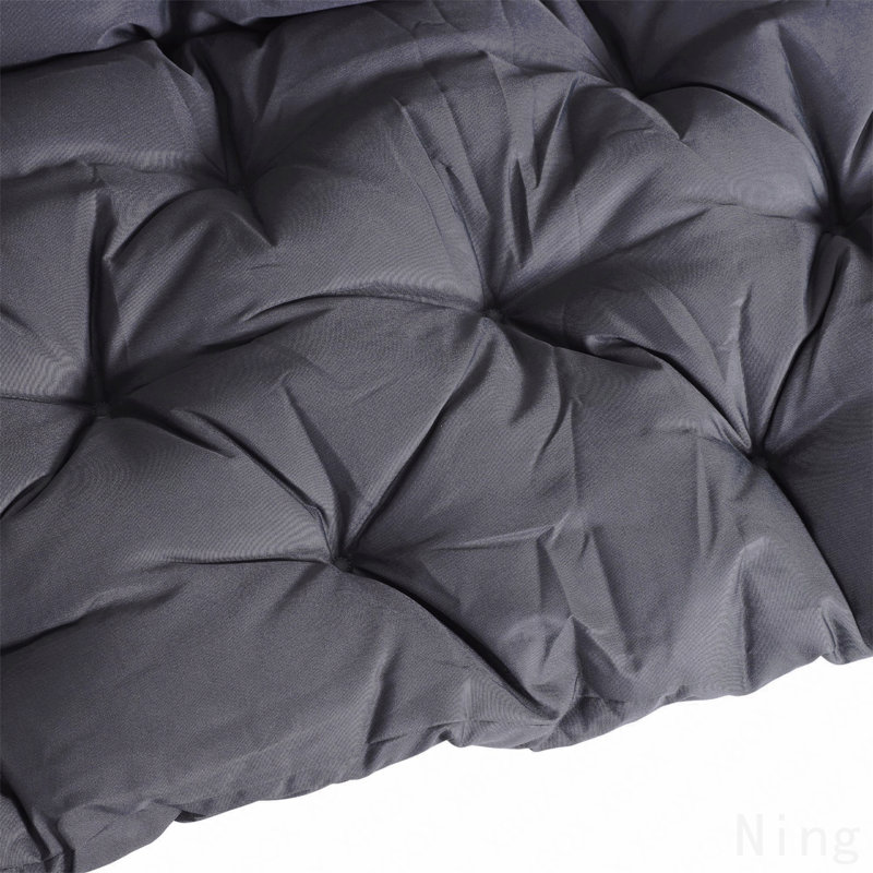 Tufted Bench Cushions For Outdoor Furniture, 3-Seater Replacement For Swing Chair, Patio Sofa/Couch, Overstuffed, Includes Backrest, Dark Gray