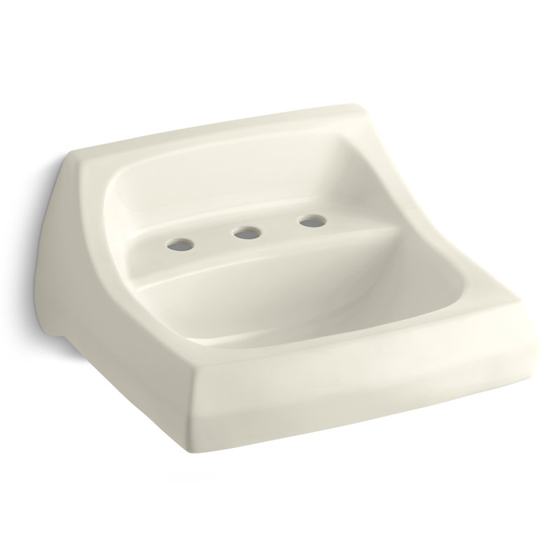Kingston Vitreous China Rectangular Wall Mount Bathroom Sink with Overflow, Black Black, 8"
