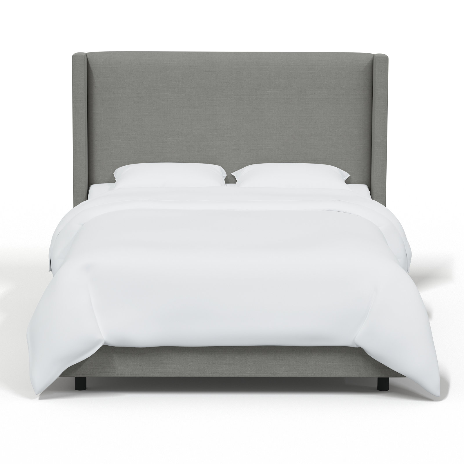 Hanson Linen Upholstered Wingback Bed, King, Classic Grey Linen