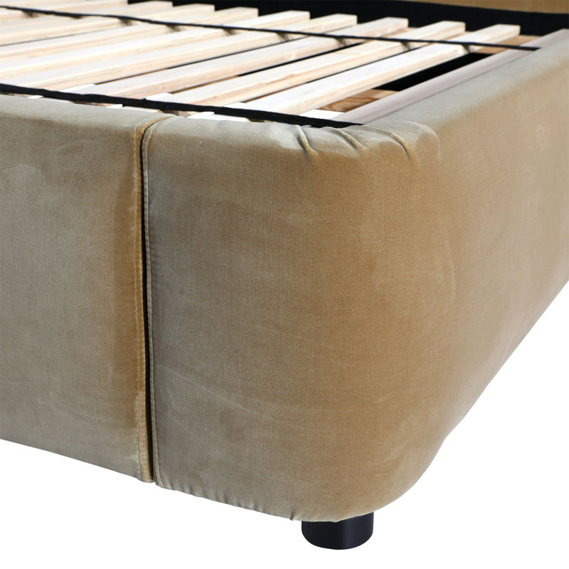 Lit plateforme tapissier Paola, Grand lit, Chameau
