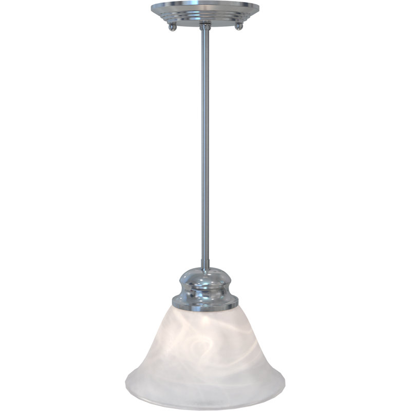 Sawyers 1-Light Indoor Brushed Nickel Mini Pendant with Alabaster Glass Bell Shade, Brushed Nickel