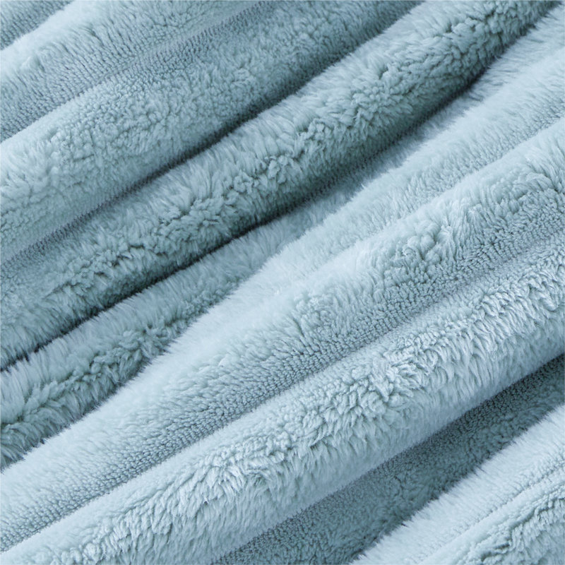 Bedsure Queen Size Comforter Sets - 3-Piece Double-Sided Fleece Fluffy Light Blue Bedding, Cozy Striped Aesthetic for Modern & Guest Bedrooms, All-Season Luxury Home Decor