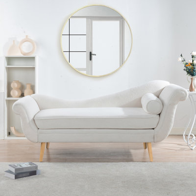 Chaise Lounge With Scroll Arms, Comfortable Seating Experience, High Sponge, Tapered Birch Legs, Stylish Appearance, 28.91"h X 29.04"d 68.35"w Classic Sled Pattern, Foam Padding, Foot Support, Design,
