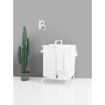 2 Laundry Hamper 110l, White Cloth Basket With Lid And Sorting Cards For Clothes , Large Storage Box 110l Basket, &