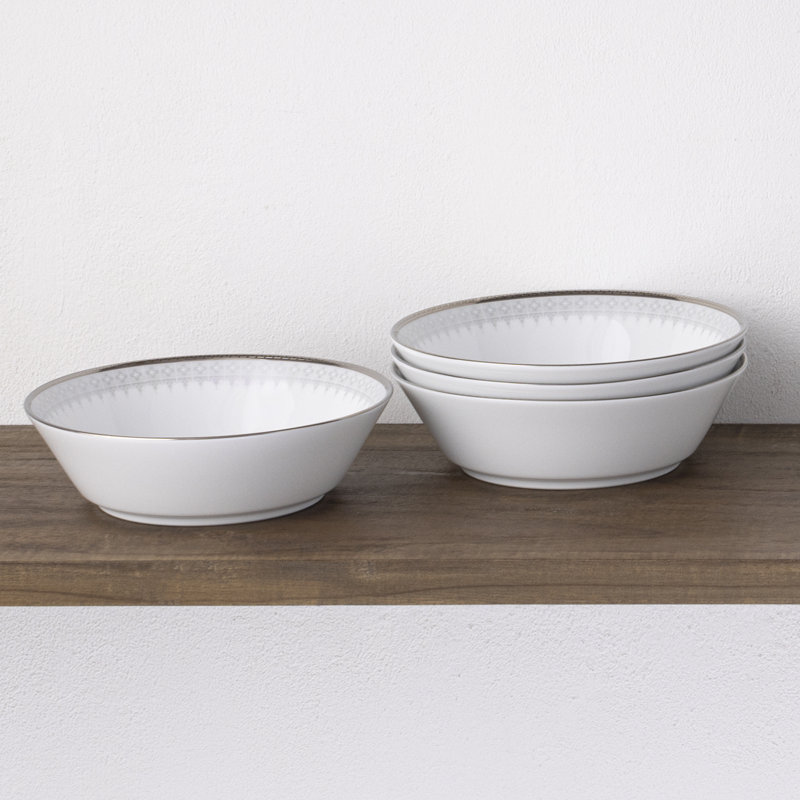 Noritake Silver Colonnade Soup Bowls, 7", 20 Oz.