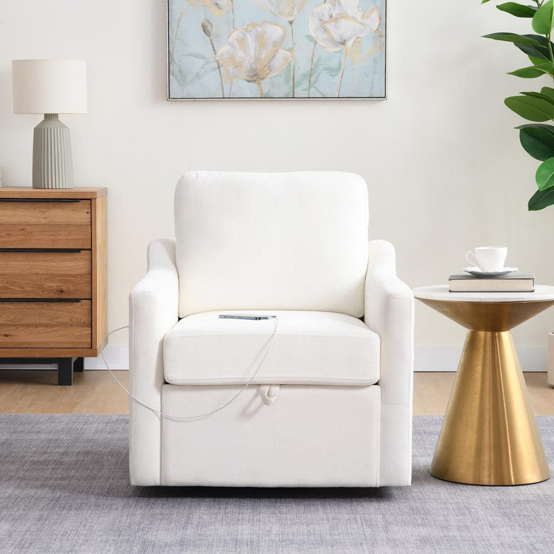 Fauteuil pivotant avec tissu chenille doux