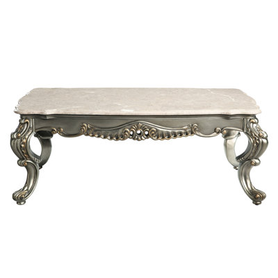 La table basse en marbre naturel Timeless avec détails en bronze - poids de 92,61 lb, ajoute du charme à la construction de votre maison et un plateau poli de 29,25 po Profondeur, largeur 51,68 po