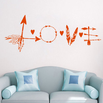 Décalcomanie murale flèche en plumes love