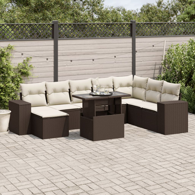 Ensemble de canapé de jardin Vidaxl brun, blanc crème