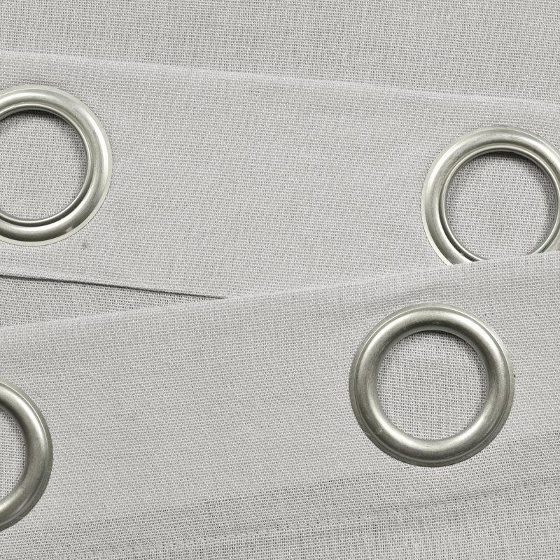 Cotton Blend Semi Sheer Curtain Pair, Light Gray