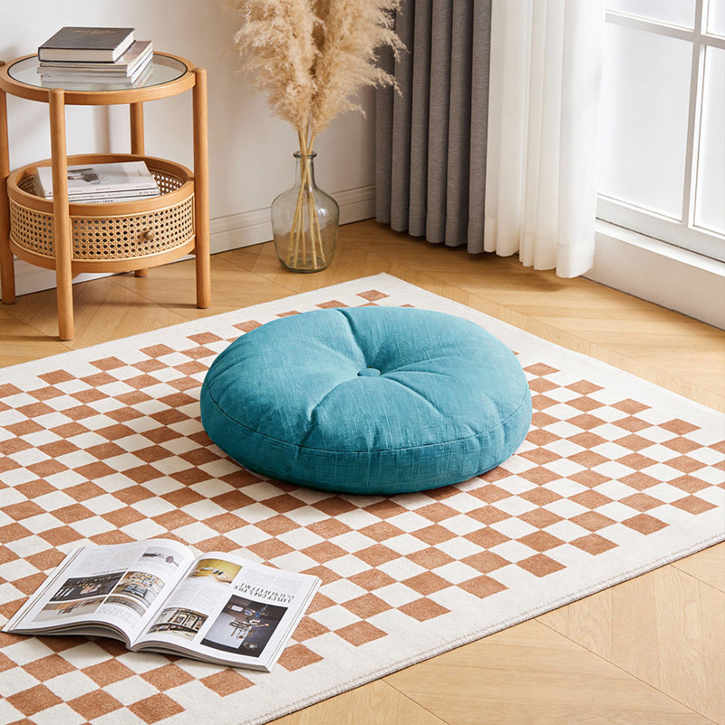 Detachable Round Floor Cushion, Peacock Blue