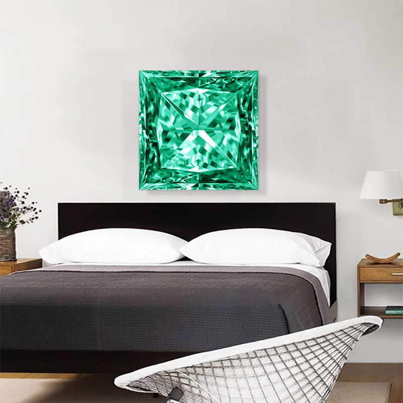 Emerald Green Princess Diamond Jewel - Reproduction d'art graphique sur toile tendue, H 26 po x l 26 po x P 0,75 po