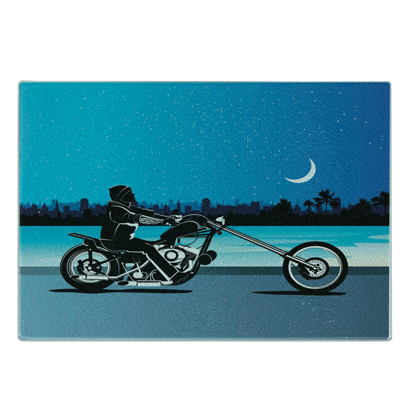 Planche à découper en verre trempé bleu marine Ambesonne