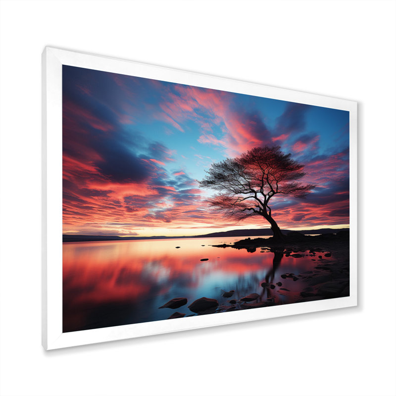 Symphonie bleue et bleue sur toile, H 16 po x l 32 po x P 1 po, Cadre simple blanc