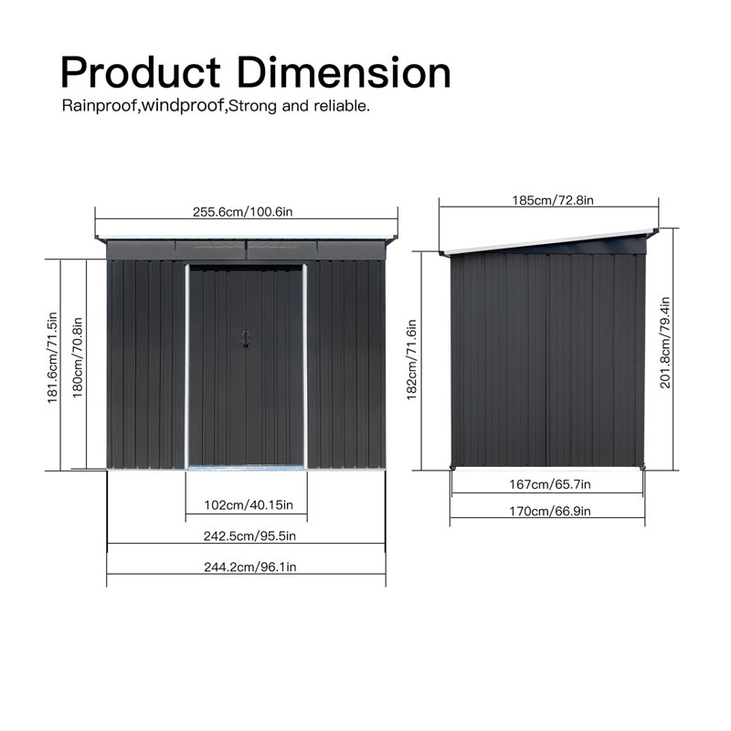 Abri de jardin en métal 6 pi x 8 pi pour l'extérieur