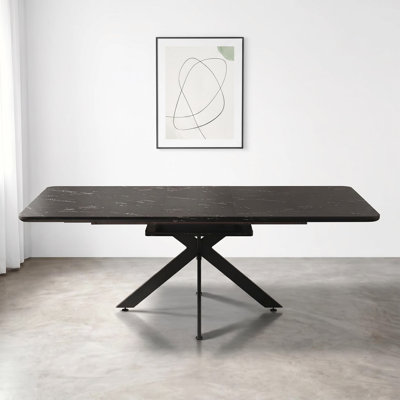 Table de salle à manger extensible 62,4 "à 78,15" avec base en X noire