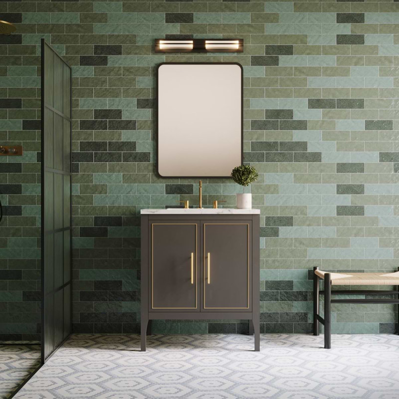 Portmore 3x8 Glazed Ceramic Tile, Green