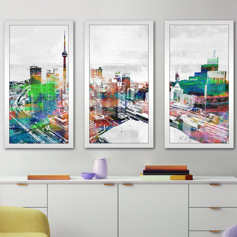 Toronto City View III, impression d’art graphique à multiples images encadrées, H 25,5 po x l 40,5 po x P 1 po