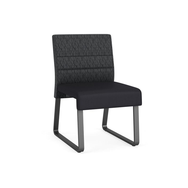 Chaise d'invité sans accoudoirs Waterfall, Portes ouvertes en tissu noir, Gris anthracite