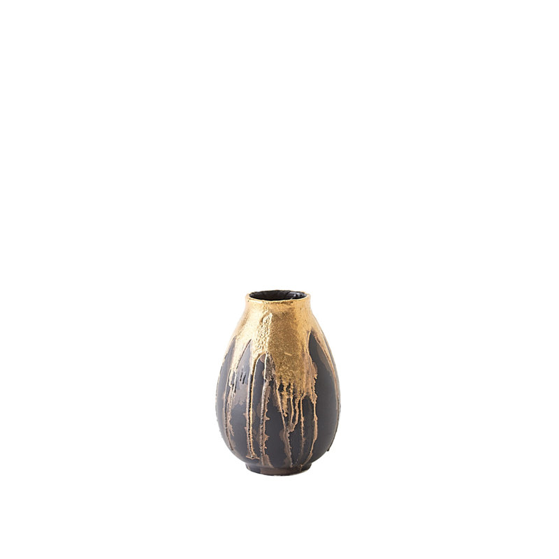Cauldron Vase-Gold-Med, 8" H x 5.5" W x 5.5" D