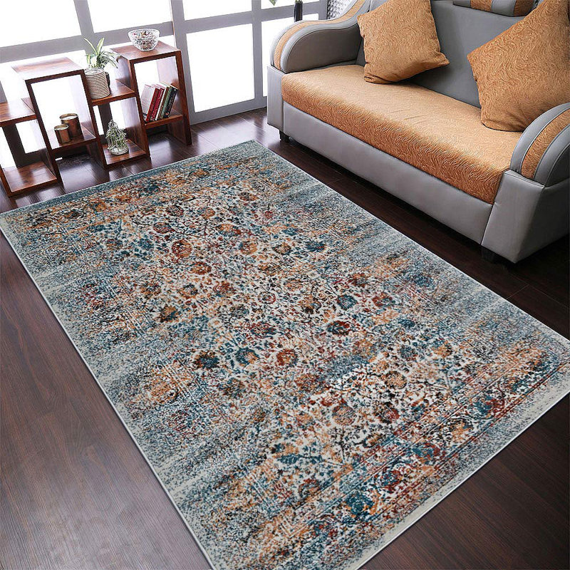 Crayton Machine Made Heatset Polypropylene Area Rugs - Rectangle, Ivory Color, Oriental Design, Low Pile Machine Made Area Rugs for Living Room, Bed Room