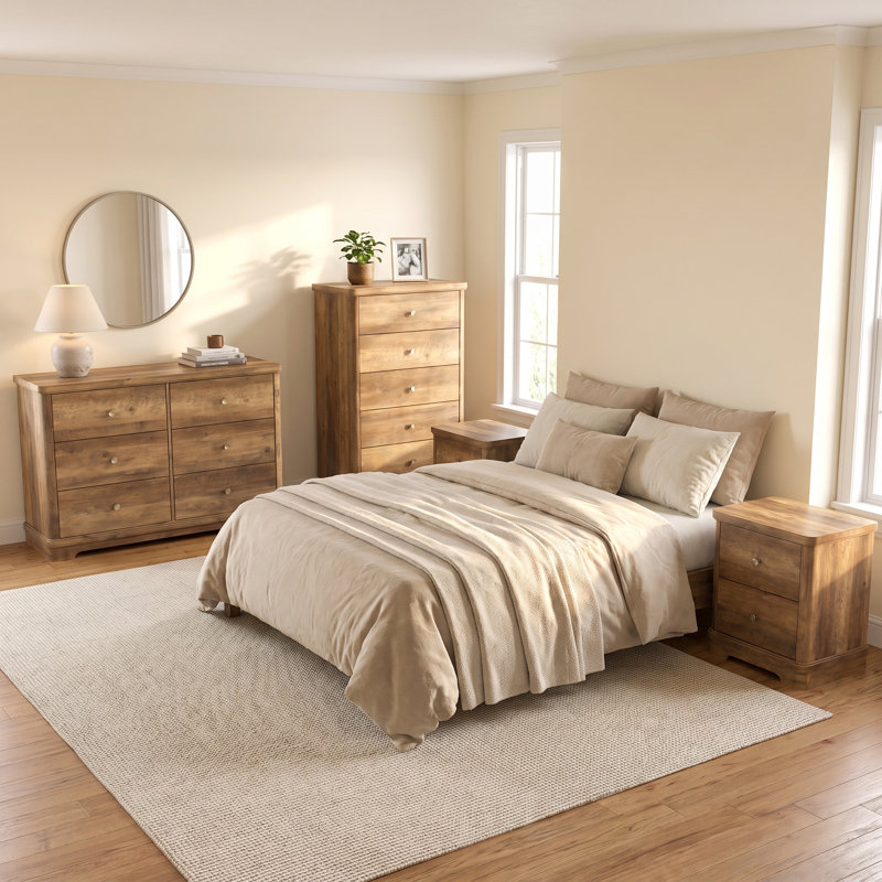 Calle Traditional 4 Pieces Bedroom Set, 4 Pcs: Chest, Dresser, 2 Nightstands