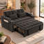 Canapé-lit convertible 3 en 1 en velours, avec fauteuil inclinable, dossier réglable, ports USB et Type-C, support pour téléphone, porte-gobelets et poches latérales.-134738001