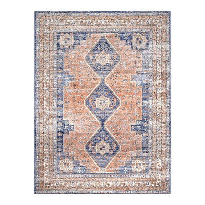 Machine Washable Orange Traditional Vintage Decorative Rug