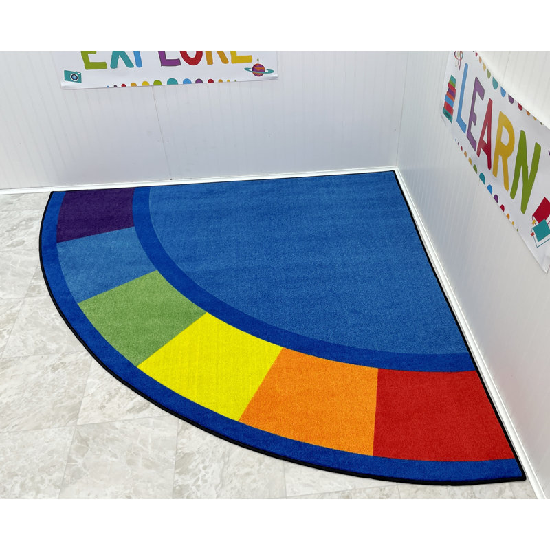 KidCarpet.com Colors Quarter Circle Classroom Carpet 6' x 6' for School Kids | Area Rug for Children Classroom or Kids Playroom | Seating Carpet for Kids Teen Room