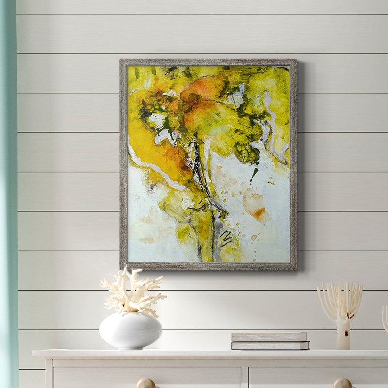 Toile encadrée de qualité supérieure Golden Foliage II - prête à être accrochée, Argent patiné, H 24 po x l 20 po