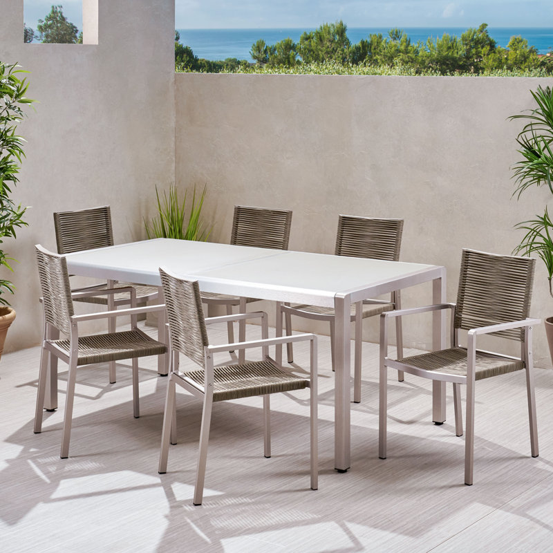Ensemble repas 7 pièces Lindner, Gris / Taupe