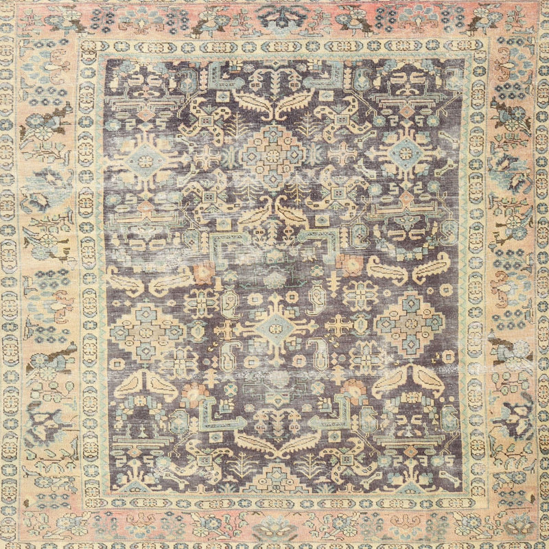 Tapis beige traditionnel/brun clair/rouge Ilano, Carré 3 pi