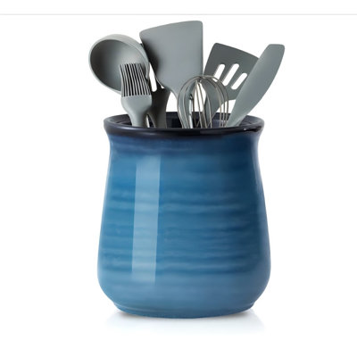 Extra Large Utensil Holder Crock For Kitchen Counter,Blue