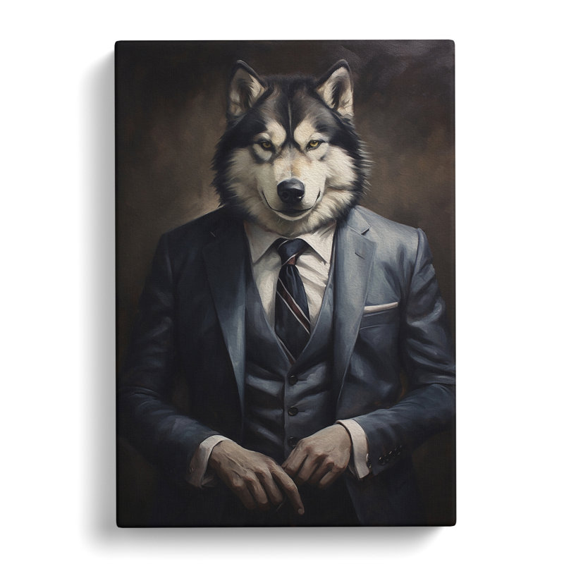 Husky In A Suit Painting No.2 - No Frame Print, 76cm H x 50cm W x 3cm D