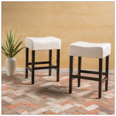 Ensemble de 2 tabourets de bar à hauteur de comptoir sans dossier 26,75 po, beige
