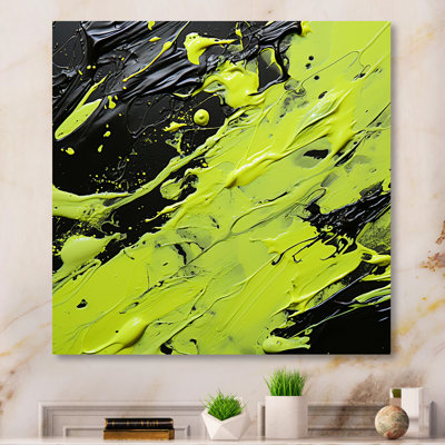 Green Spiral Neon Fusion 3 - Abstract Collages Metal Wall Art