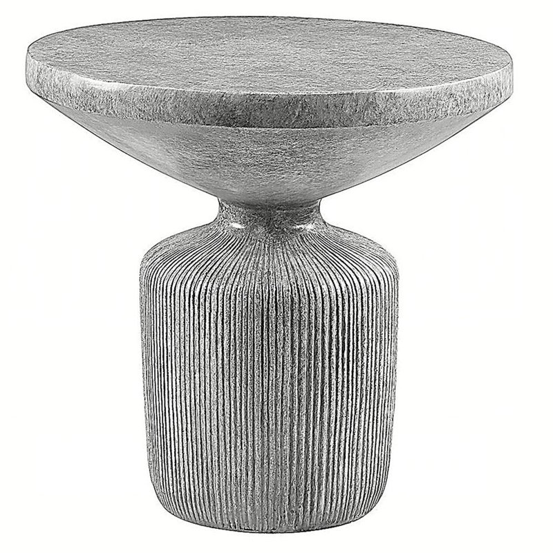 Table de bout grise vieillie avec piédestal