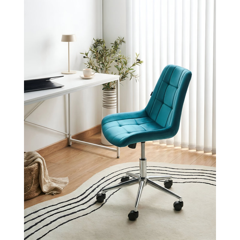 George Oliver Velvet Office Chair, Blue