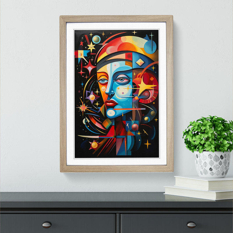 Single Picture Frame Print on Wood, Oak Framed, 46cm H x 34cm W