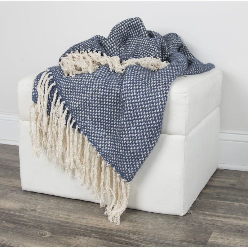 Hand Woven Throw Blanket, Navy