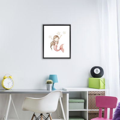 Cadre flottant sirène rose et étoiles, design par Christine Simpson Art