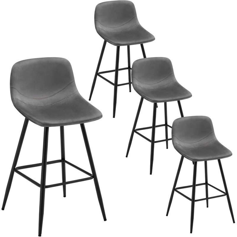 Eagar Upholstered Counter Stool with Metal Frame, Dark grey