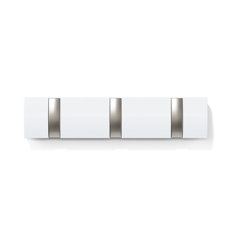 Ainikki Solid Wood Wall 3 - Hook Wall Mounted Coat Rack, White/Nickel