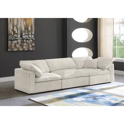 Cozy 119" Velvet Square Arm Modular Sofa with Reversible Cushions