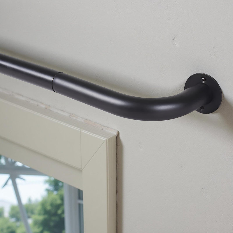Adjustable 3cm Single Curtain Pole, Matte Black, 160cm - 300cm
