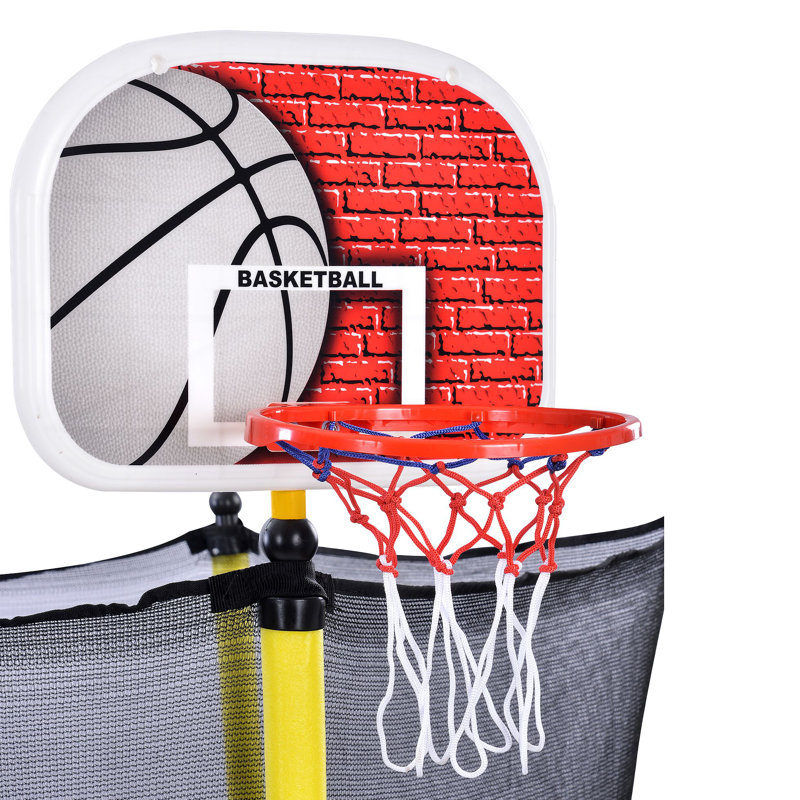 Trampoline pour enfants - Mini trampoline pour tout-petits d'extérieur et d'intérieur avec enceinte, panier de basketball et ballon inclus