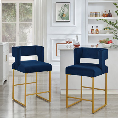 Modern Fashion Counter Height Bar Stools With Unique Square Open Backres