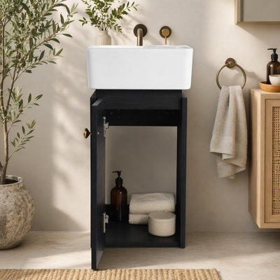 Bathroom Vanity with Sink 12 Inch for Small Bathroom, Bathroom Vanity with Soft Close Door,Small Bathroom Vanity with Sink, 12 inch L X12inch W X24.1inch H