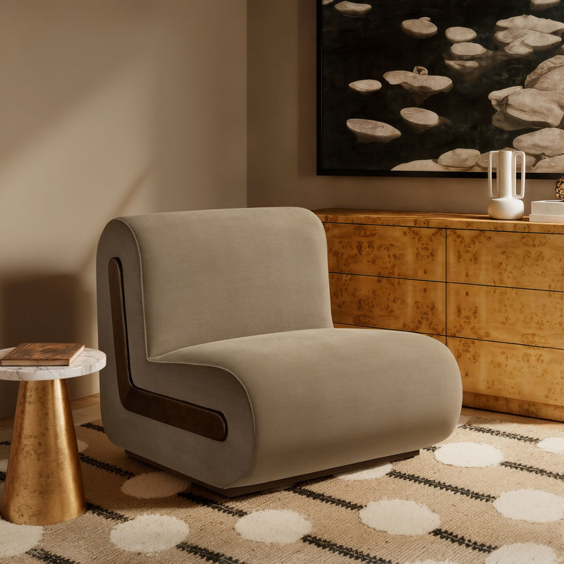 Fauteuil d'appoint en velours taupe Denby Performance, Taupe Velvet