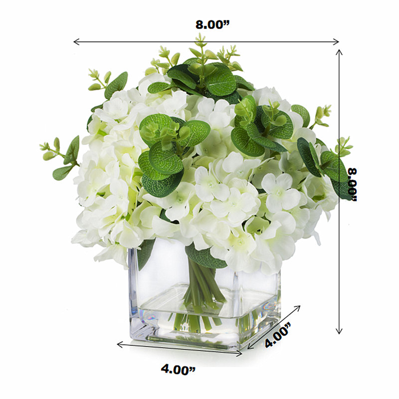 Faux Silk Hydrangea Arrangement in Vase